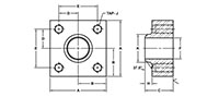 Main Square, Flat Face, BW-160 Pipe, In-Line Flanges - 2